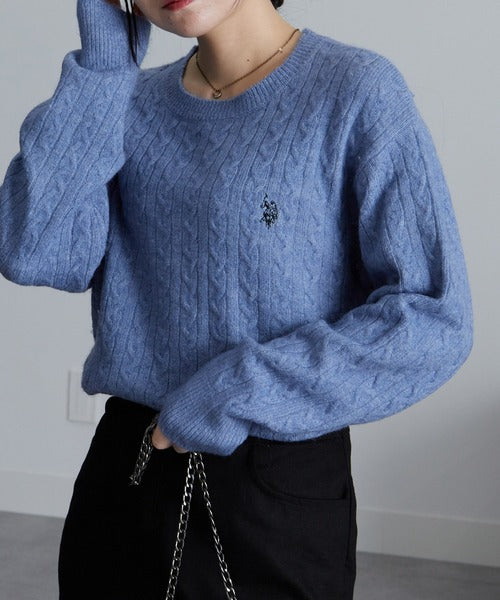 <預訂> 日本直送🇯🇵 U.S. POLO ASSN.刺繡logo絞花針織上衣 | 七色入