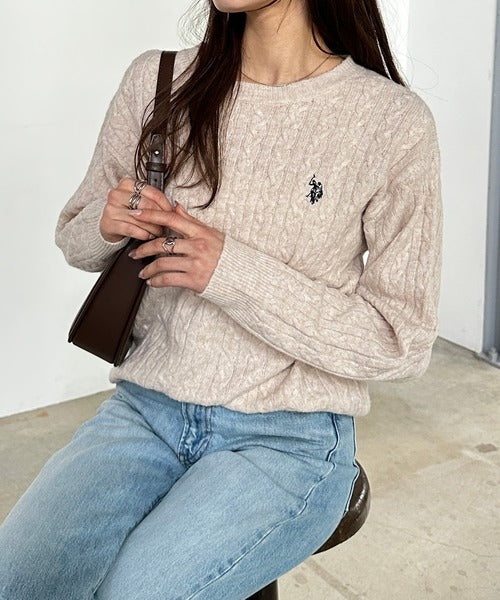 <預訂> 日本直送🇯🇵 U.S. POLO ASSN.刺繡logo絞花針織上衣 | 七色入