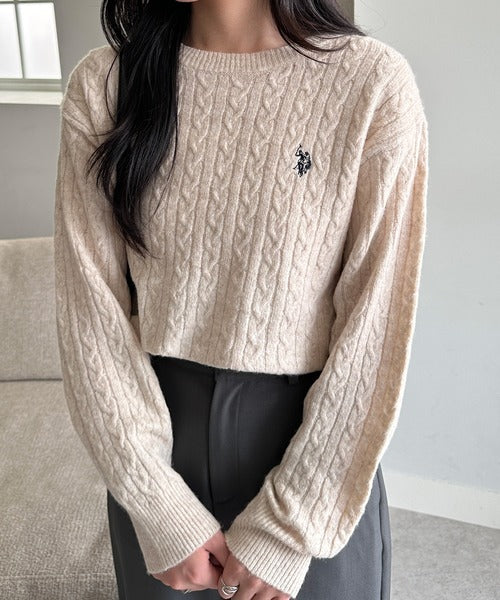 <預訂> 日本直送🇯🇵 U.S. POLO ASSN.刺繡logo絞花針織上衣 | 七色入