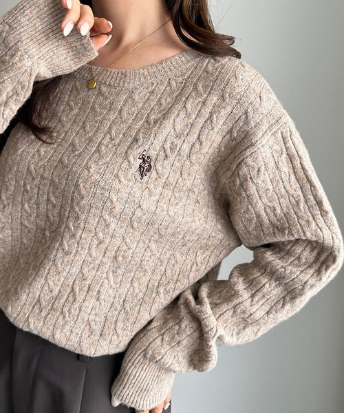 <預訂> 日本直送🇯🇵 U.S. POLO ASSN.刺繡logo絞花針織上衣 | 七色入