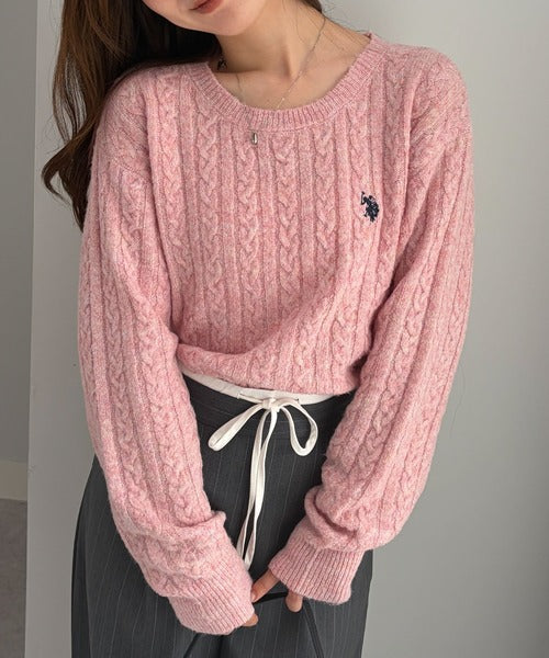 <預訂> 日本直送🇯🇵 U.S. POLO ASSN.刺繡logo絞花針織上衣 | 七色入