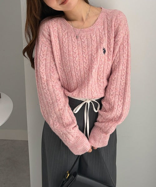 <預訂> 日本直送🇯🇵 U.S. POLO ASSN.刺繡logo絞花針織上衣 | 七色入
