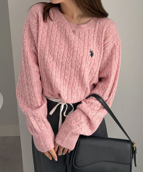 <預訂> 日本直送🇯🇵 U.S. POLO ASSN.刺繡logo絞花針織上衣 | 七色入