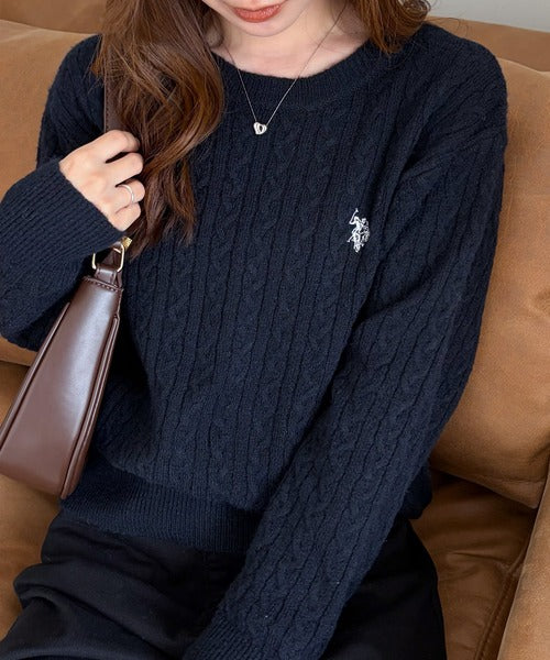 <預訂> 日本直送🇯🇵 U.S. POLO ASSN.刺繡logo絞花針織上衣 | 七色入