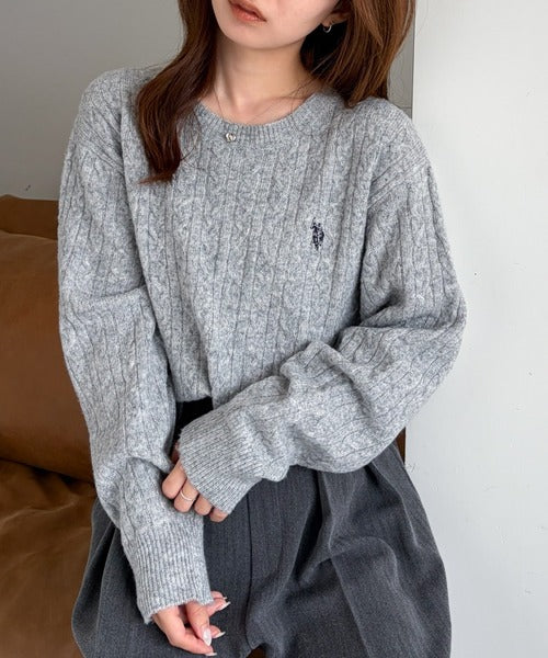 <預訂> 日本直送🇯🇵 U.S. POLO ASSN.刺繡logo絞花針織上衣 | 七色入