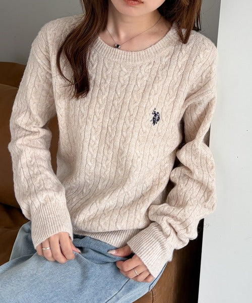 <預訂> 日本直送🇯🇵 U.S. POLO ASSN.刺繡logo絞花針織上衣 | 七色入