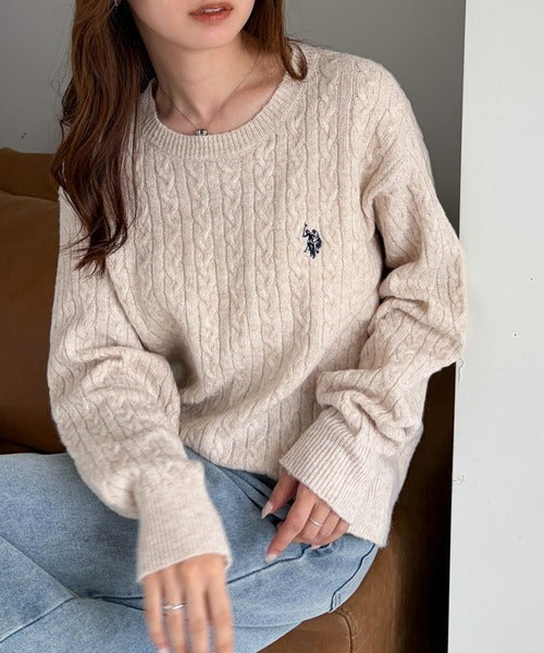 <預訂> 日本直送🇯🇵 U.S. POLO ASSN.刺繡logo絞花針織上衣 | 七色入