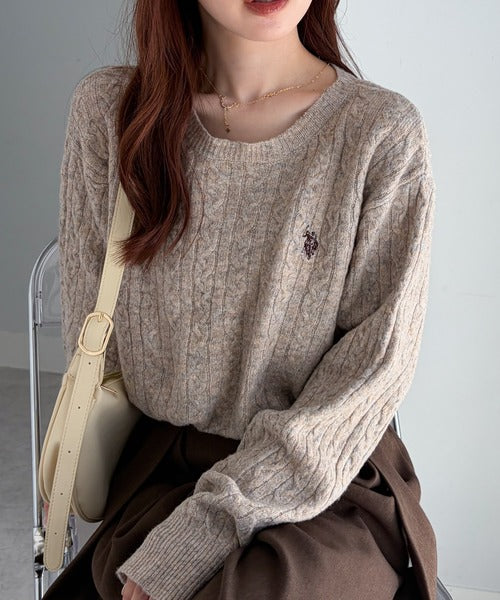 <預訂> 日本直送🇯🇵 U.S. POLO ASSN.刺繡logo絞花針織上衣 | 七色入