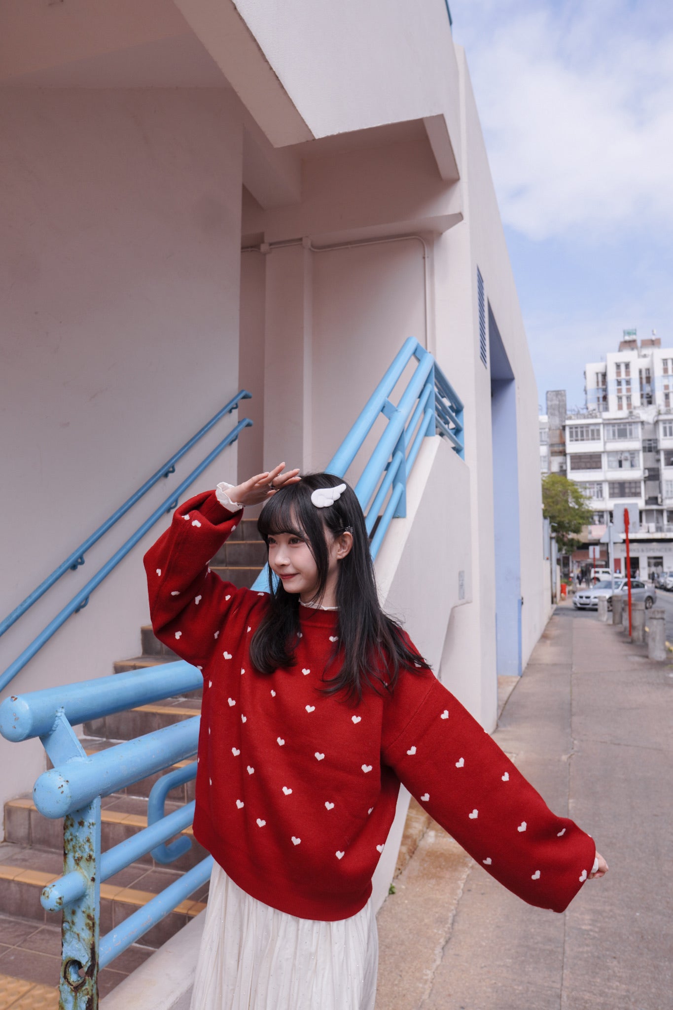 <現貨> 新年限定🧧🍊心型印花提花針織長袖上衣