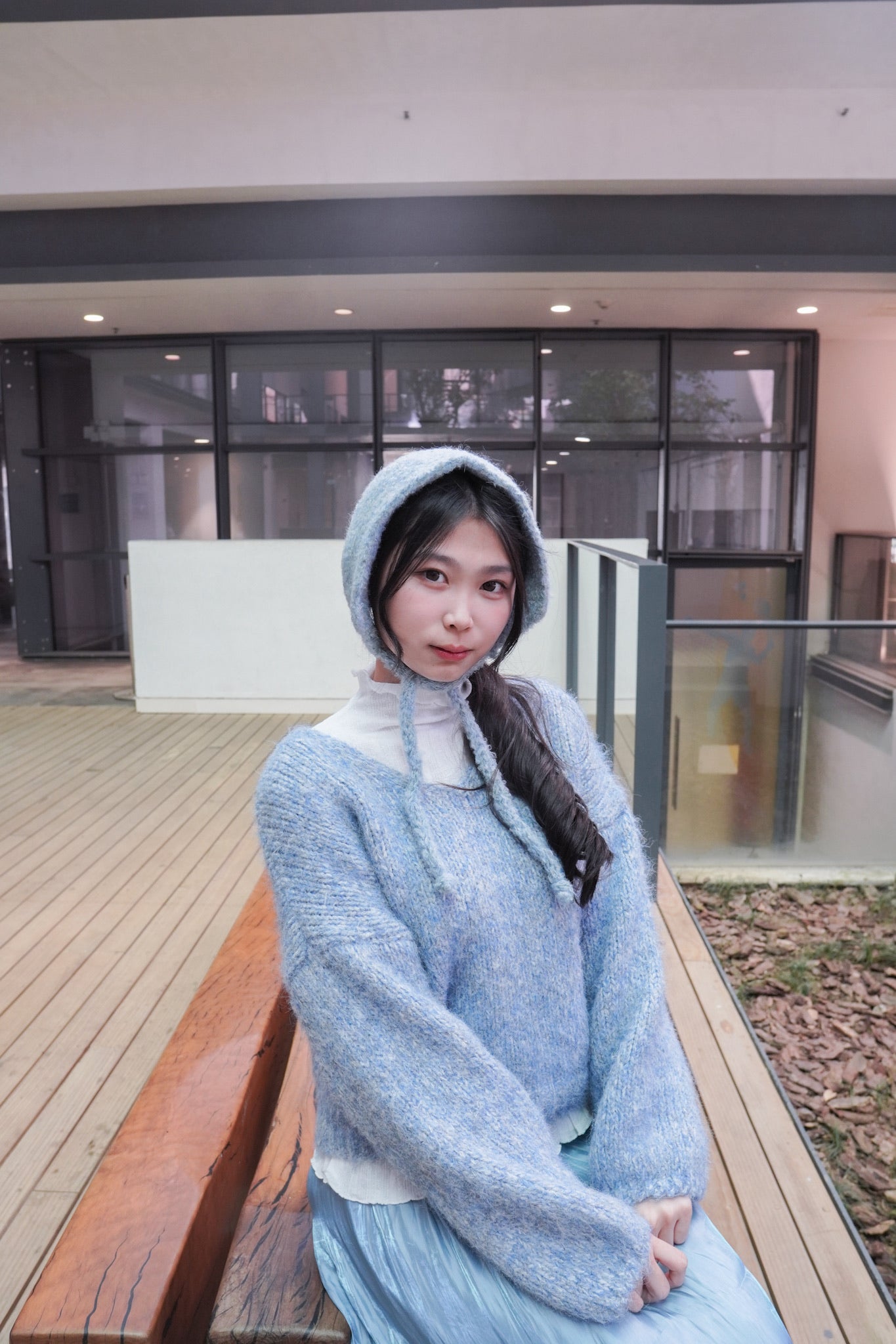 <預訂> 半高領ruffle邊傘型針織打底上衣