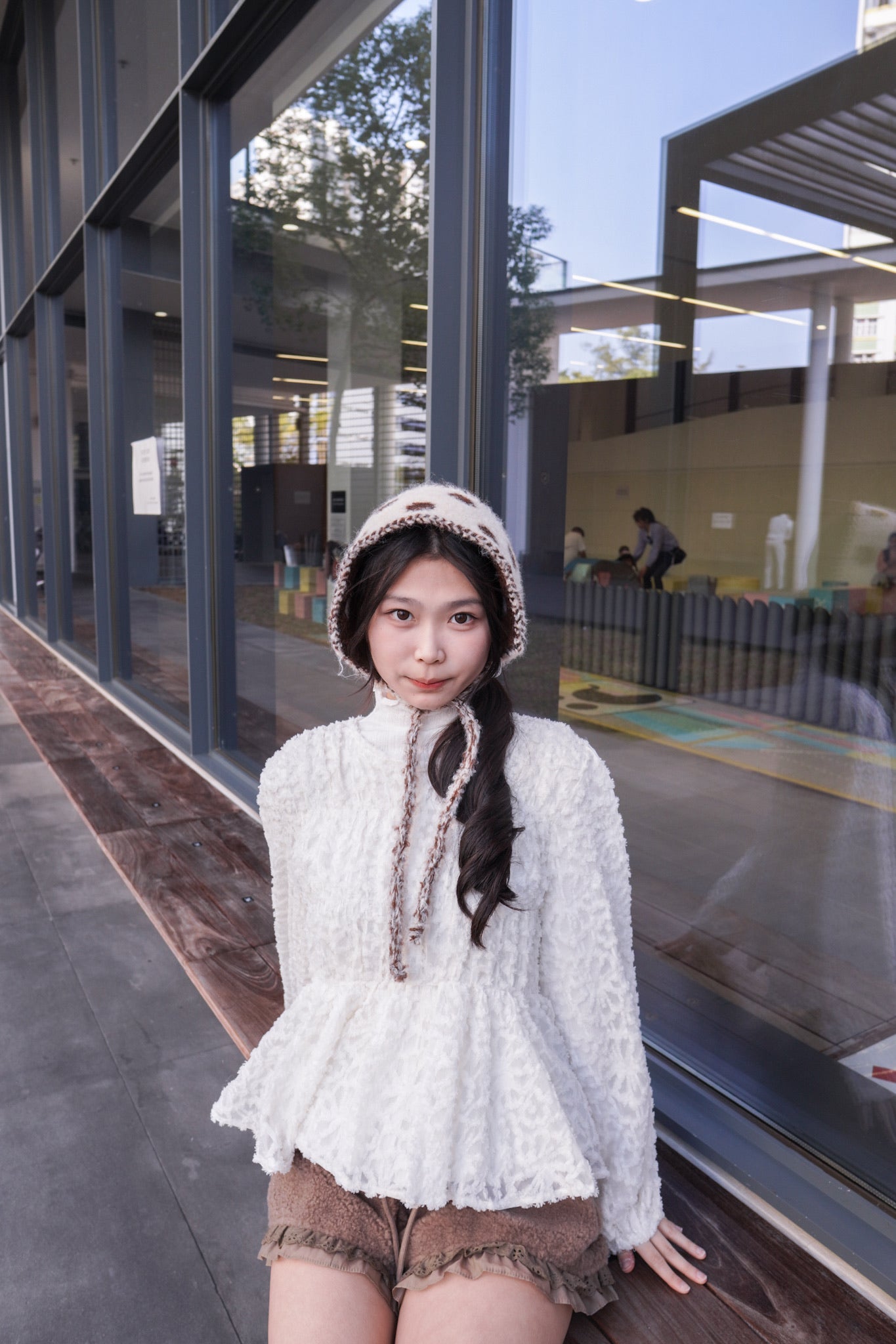 <現貨> 小熊高腰ruffle邊毛絨短褲