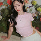 <預訂> 泰國小眾品牌🇹🇭 Kome花卉刺繡ruffle邊彈性Tee | 六色入