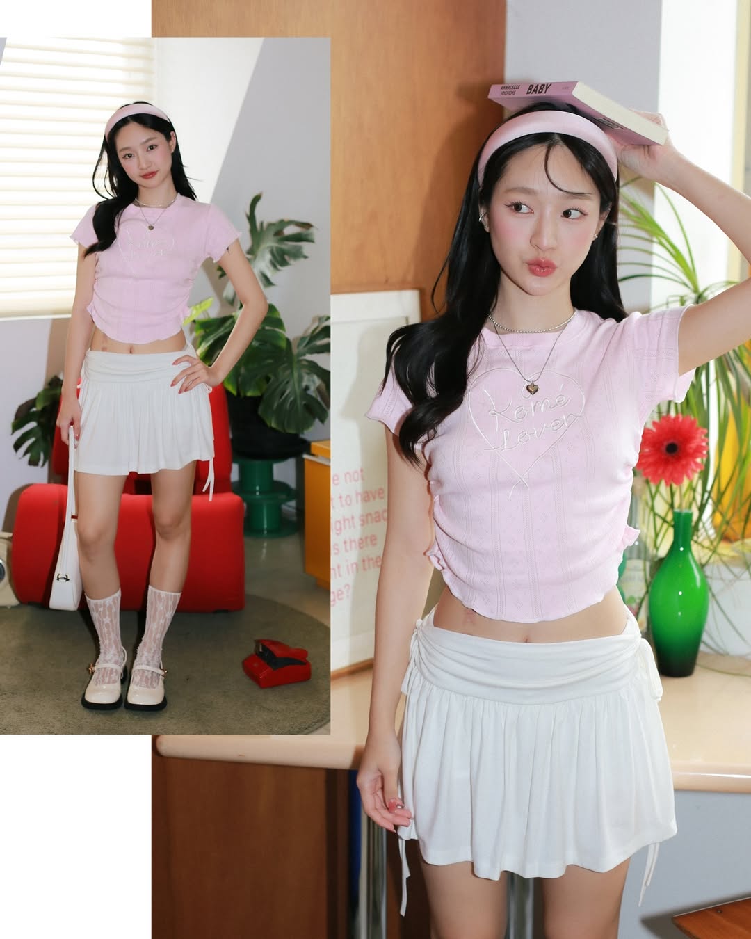 <預訂> 泰國小眾品牌🇹🇭 Kome花卉刺繡ruffle邊彈性Tee | 六色入