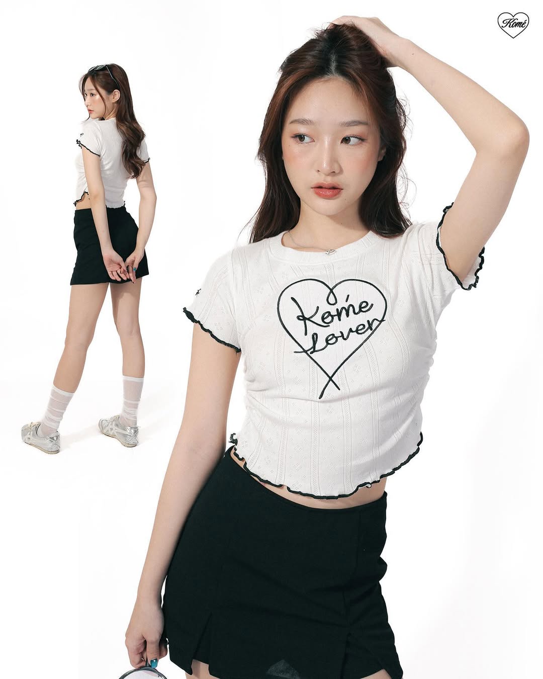 <預訂> 泰國小眾品牌🇹🇭 Kome花卉刺繡ruffle邊彈性Tee | 六色入