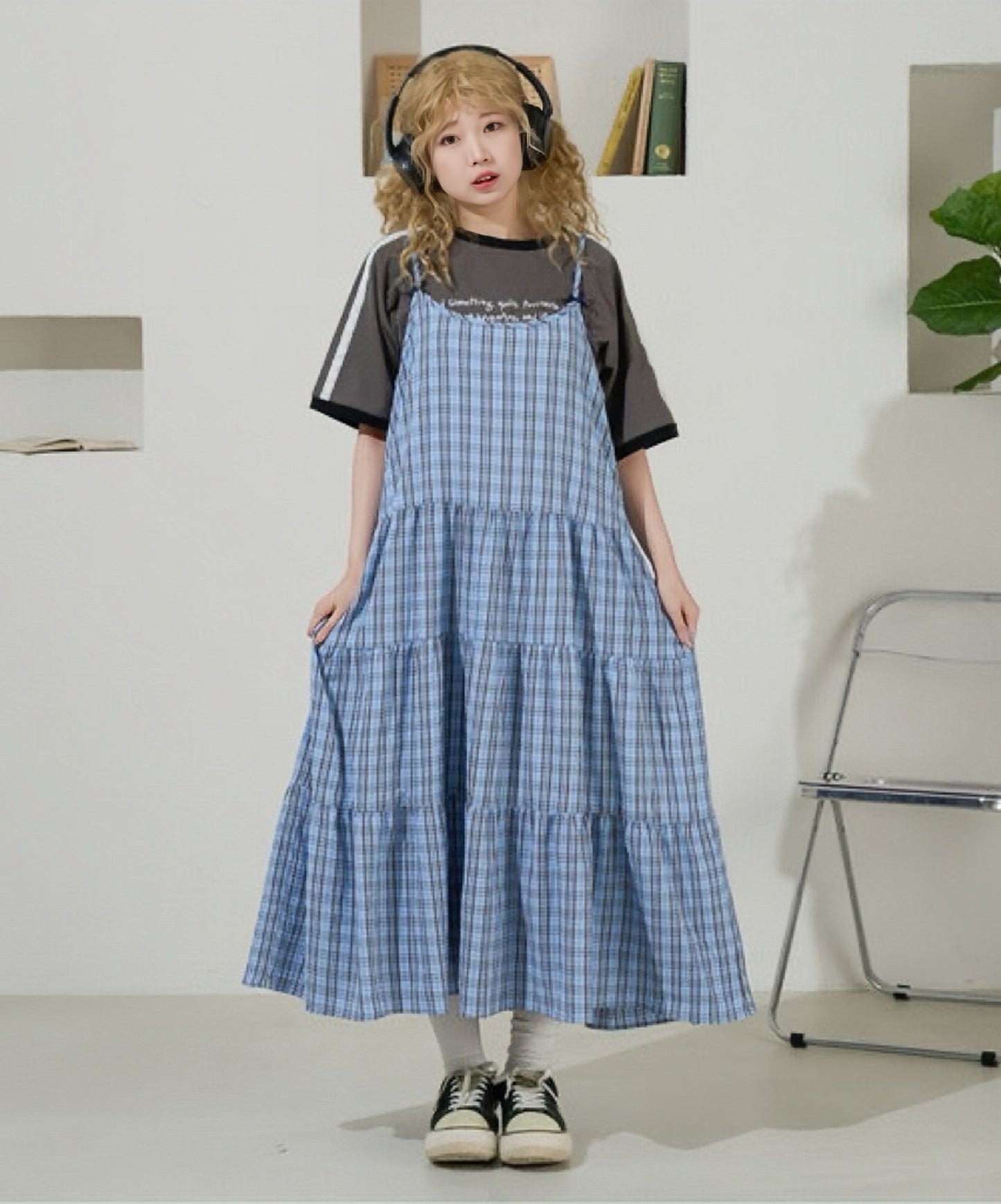 <預訂> 日牌Kutir 大人氣 蝴蝶結層疊吊帶格紋連身裙｜九色入