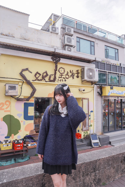 <現貨> BlingBling後綁帶毛茸茸針織上衣