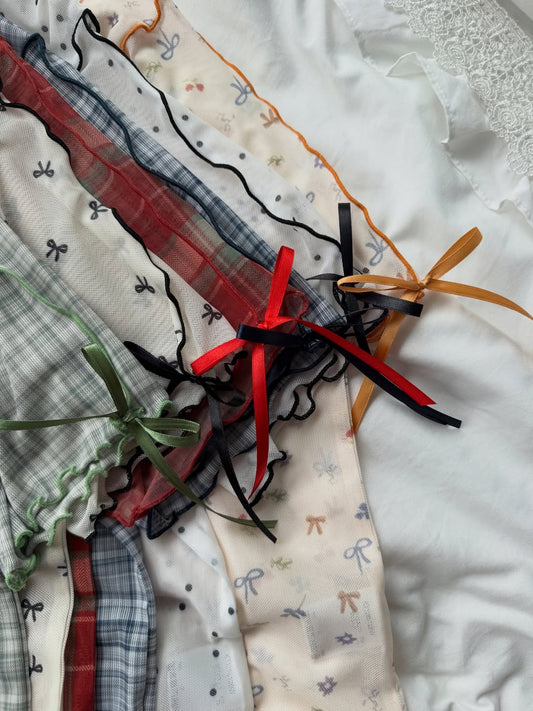 <預訂> JP Kutir 薄紗混色蝴蝶結袖短袖上衣｜六色入