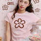 <預訂> 泰國小眾品牌🇹🇭 蓬鬆刺繡花花Crop Tee | 兩色入