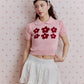 <預訂> 泰國小眾品牌🇹🇭 刺繡花花針織Crop Tee | 兩色入
