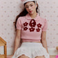 <預訂> 泰國小眾品牌🇹🇭 刺繡花花針織Crop Tee | 兩色入