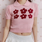 <預訂> 泰國小眾品牌🇹🇭 刺繡花花針織Crop Tee | 兩色入