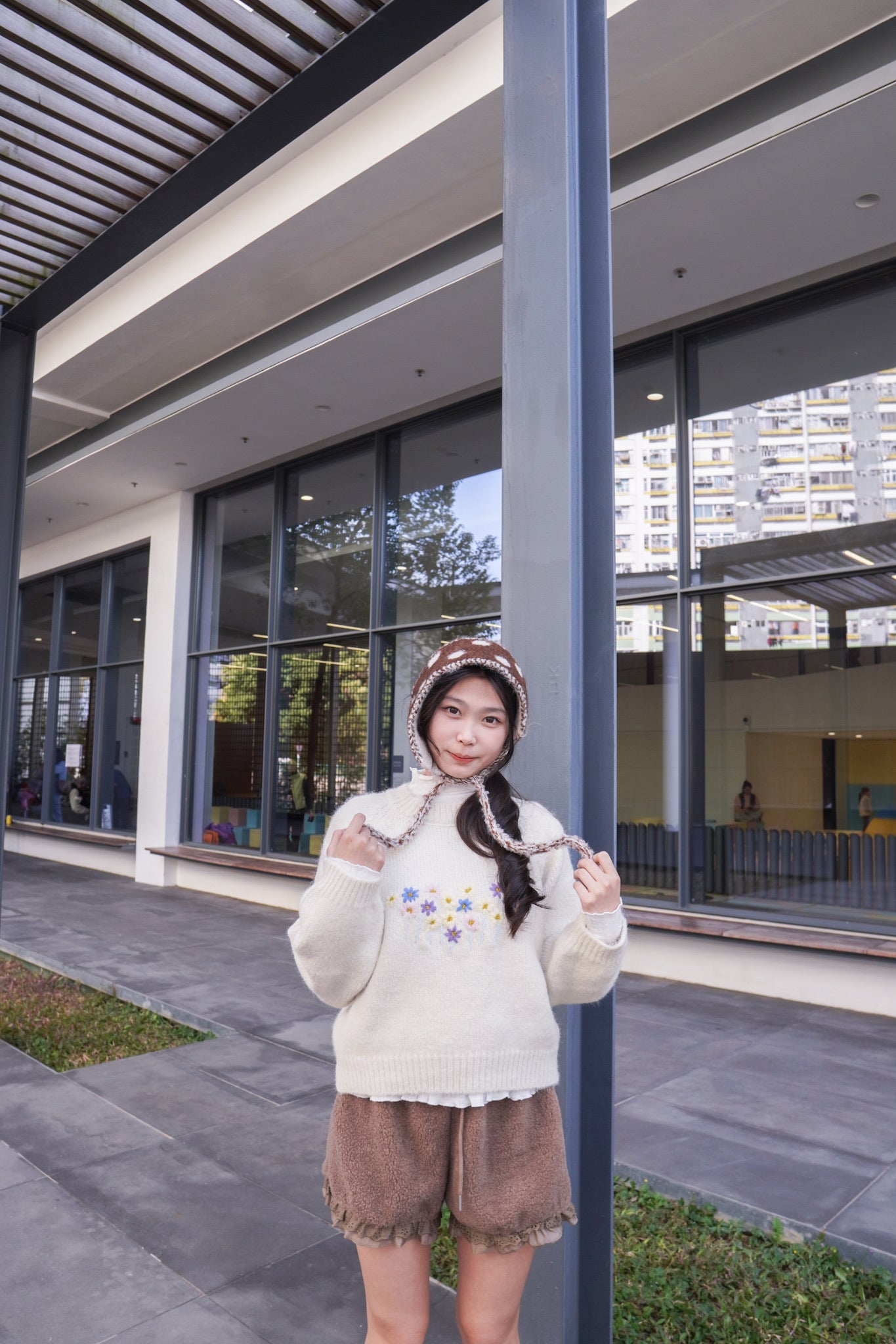 <現貨> 小熊高腰ruffle邊毛絨短褲