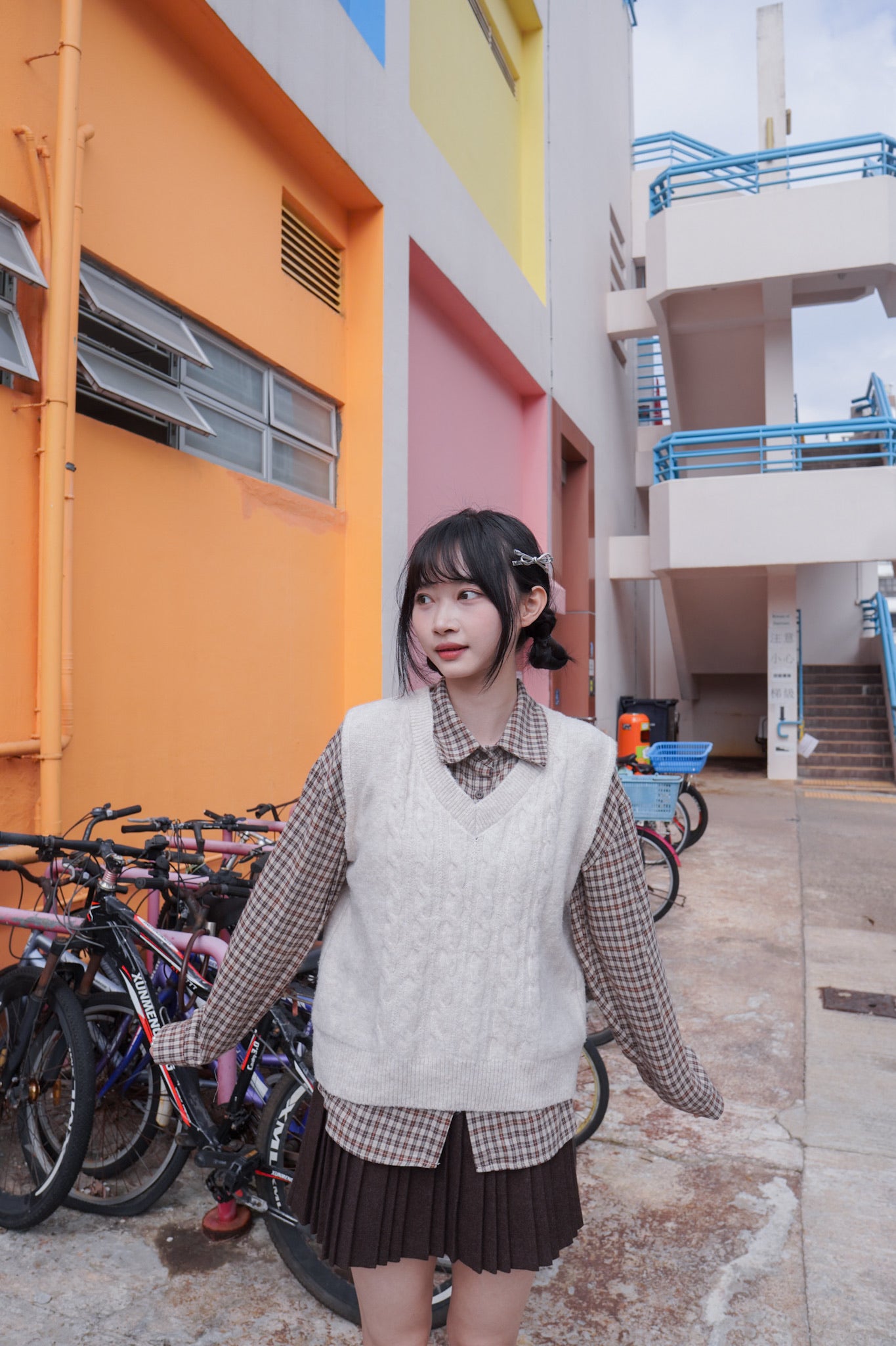 <現貨> 自家製 格仔開胸長袖Polo恤衫上衣｜兩色入