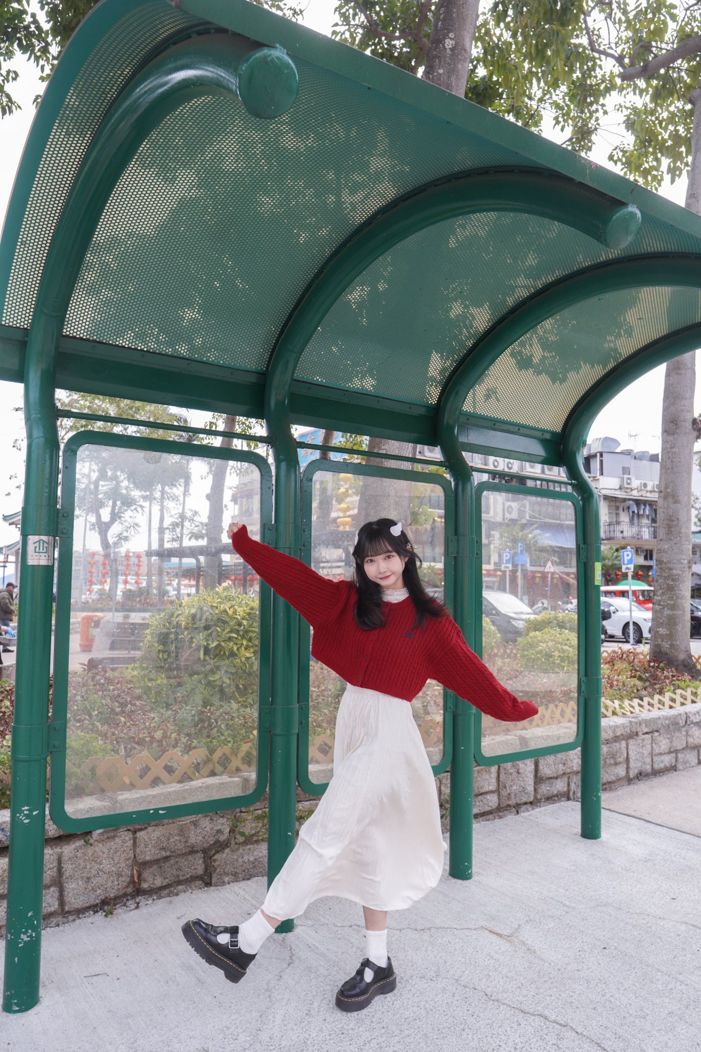 <現貨> 小眾質感♡!!皺摺暗波點高腰彈性半身長裙