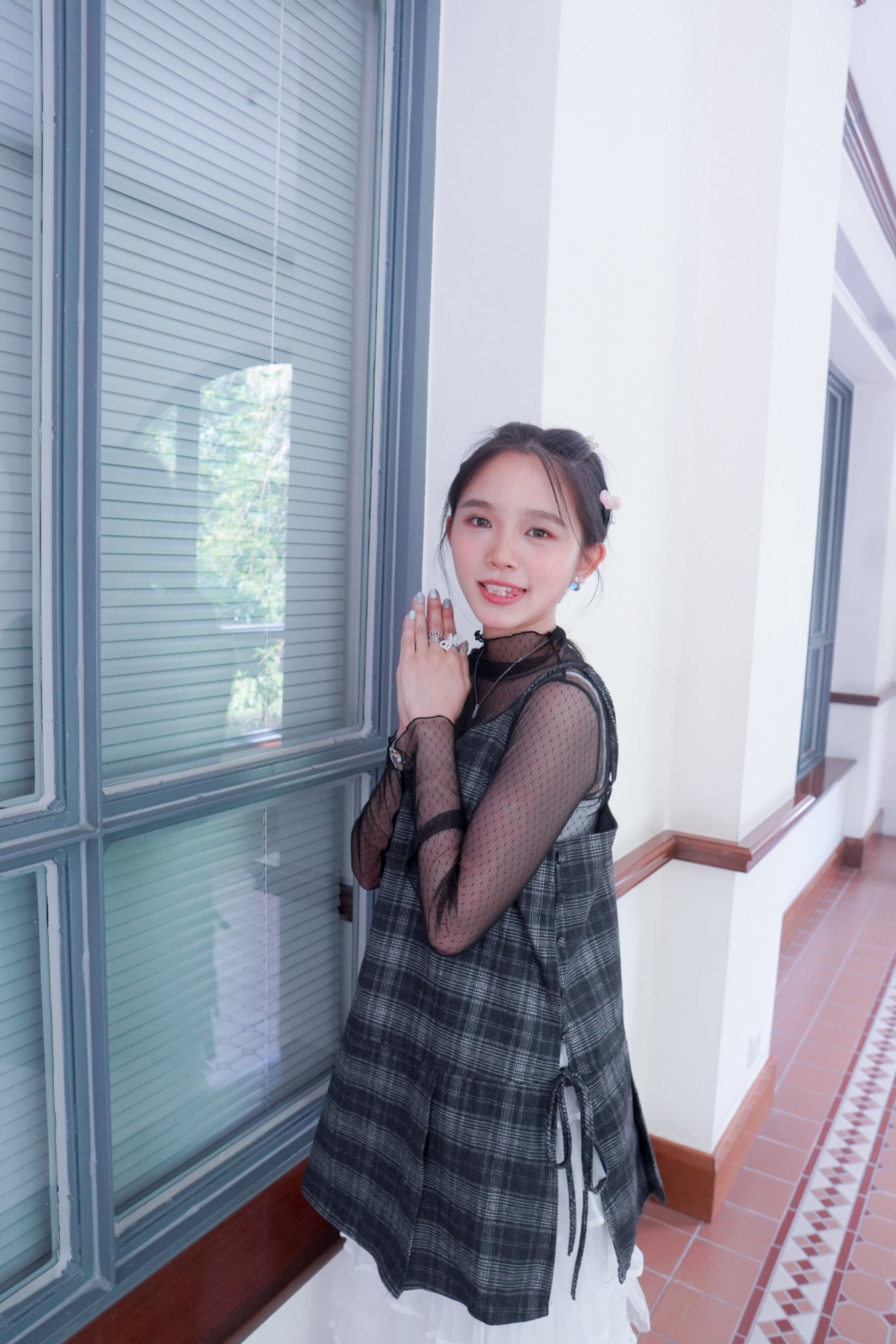 <現貨> 四季也OK！圓點薄紗蕾絲長袖打底內搭｜四色入