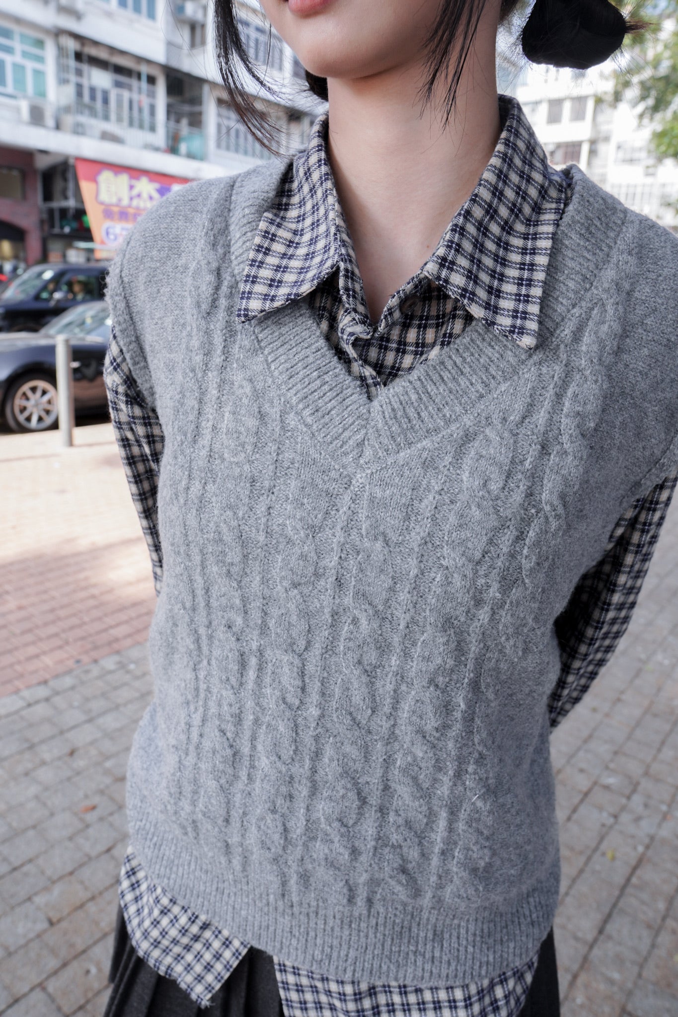 <現貨> v領麻花針織馬甲背心｜兩色入