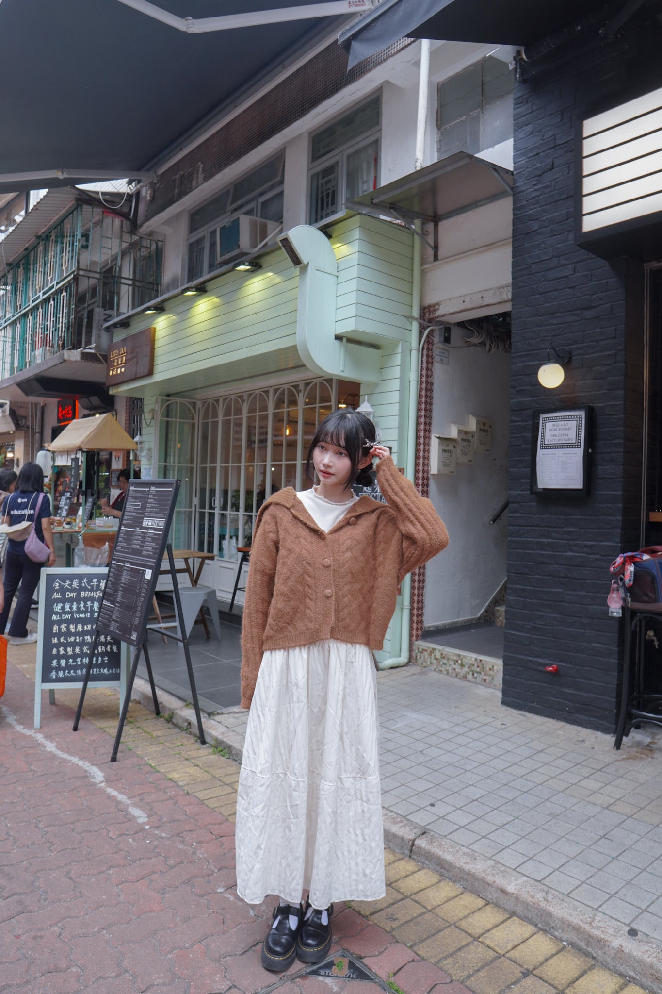 <現貨> 學院風大反領麻花開胸針織外套｜兩色入