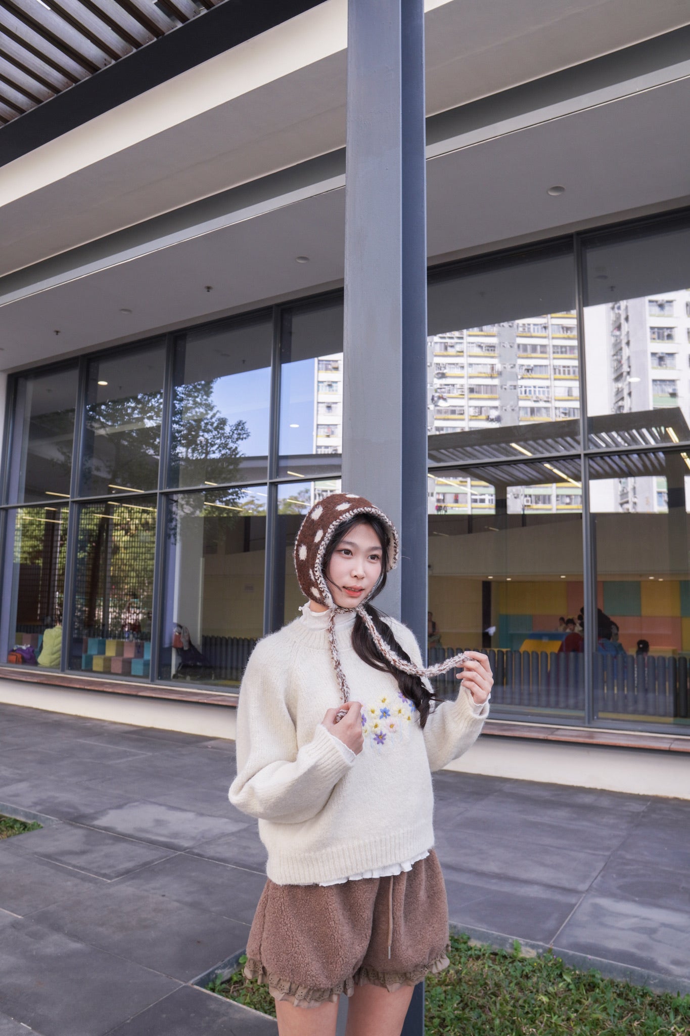 <現貨> 小熊高腰ruffle邊毛絨短褲