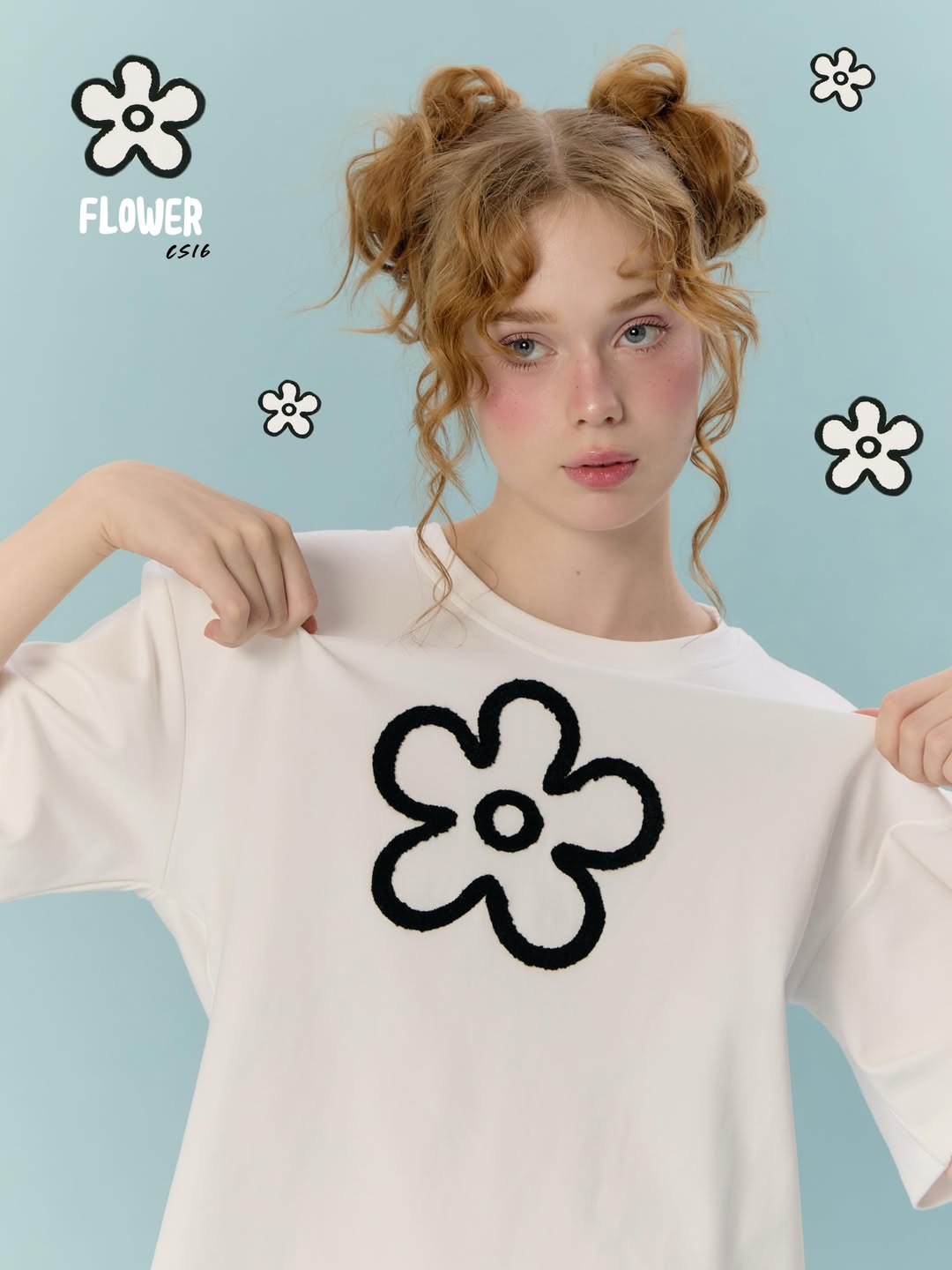 <預訂> 泰國小眾品牌🇹🇭 超人氣Oversized立體花卉刺繡Tee | 兩色入