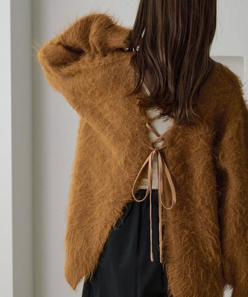 <預訂> 日本大人氣♡日牌 Apres Jour 2-Ways 毛茸茸繫帶針織開胸外套｜五色入