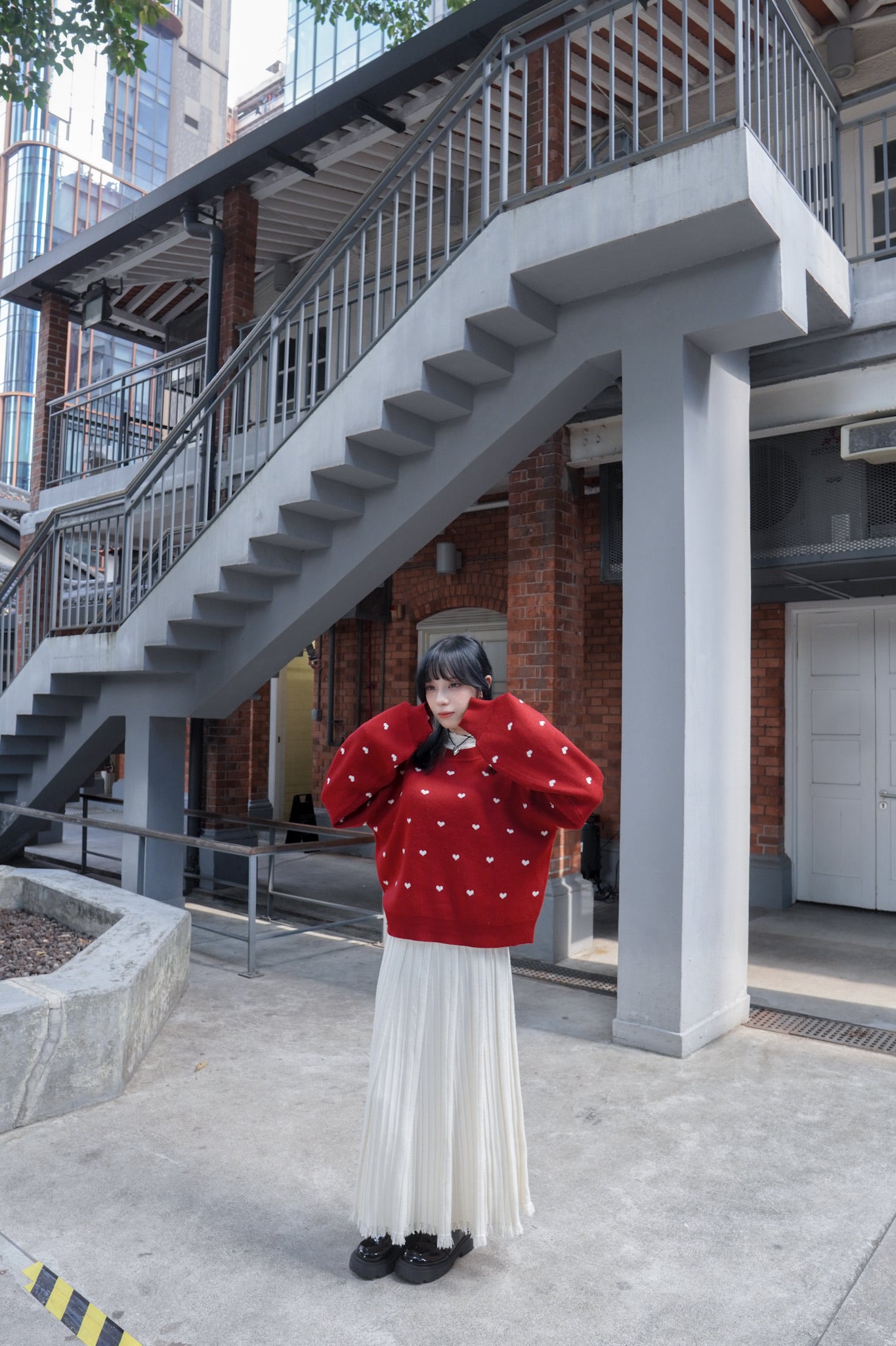 <現貨> 聖誕Party必入🎅🏻🌟心型印花提花針織長袖上衣