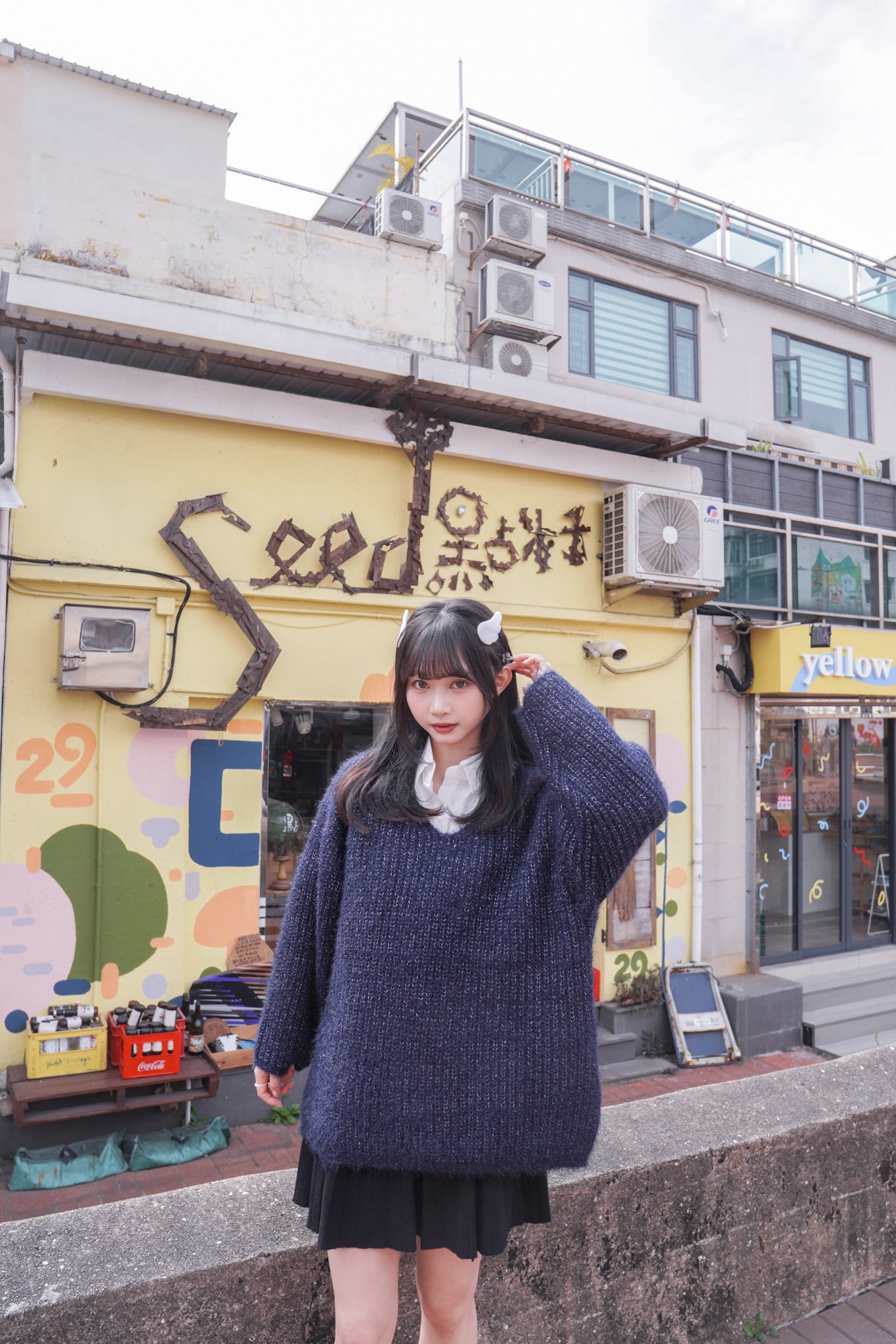 <現貨> 韓系全棉奶白長袖恤衫