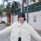 <現貨> 自家製 毛茸茸奶杏反領口袋外套