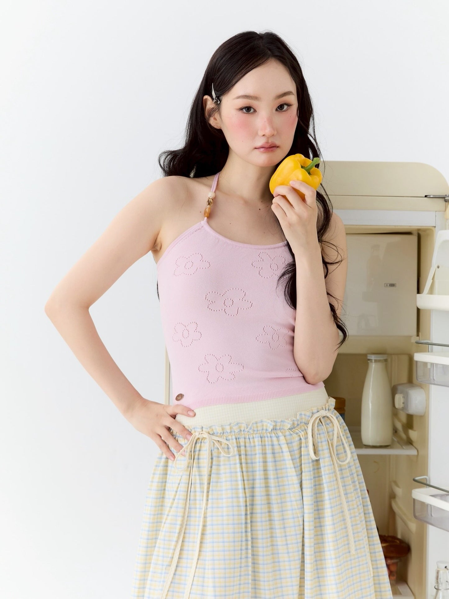 <預訂> 泰國小眾品牌🇹🇭 露背針織花花吊帶背心上衣 | 四色入