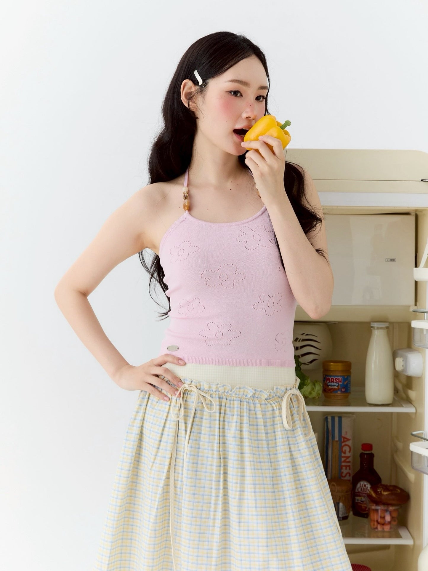 <預訂> 泰國小眾品牌🇹🇭 露背針織花花吊帶背心上衣 | 四色入