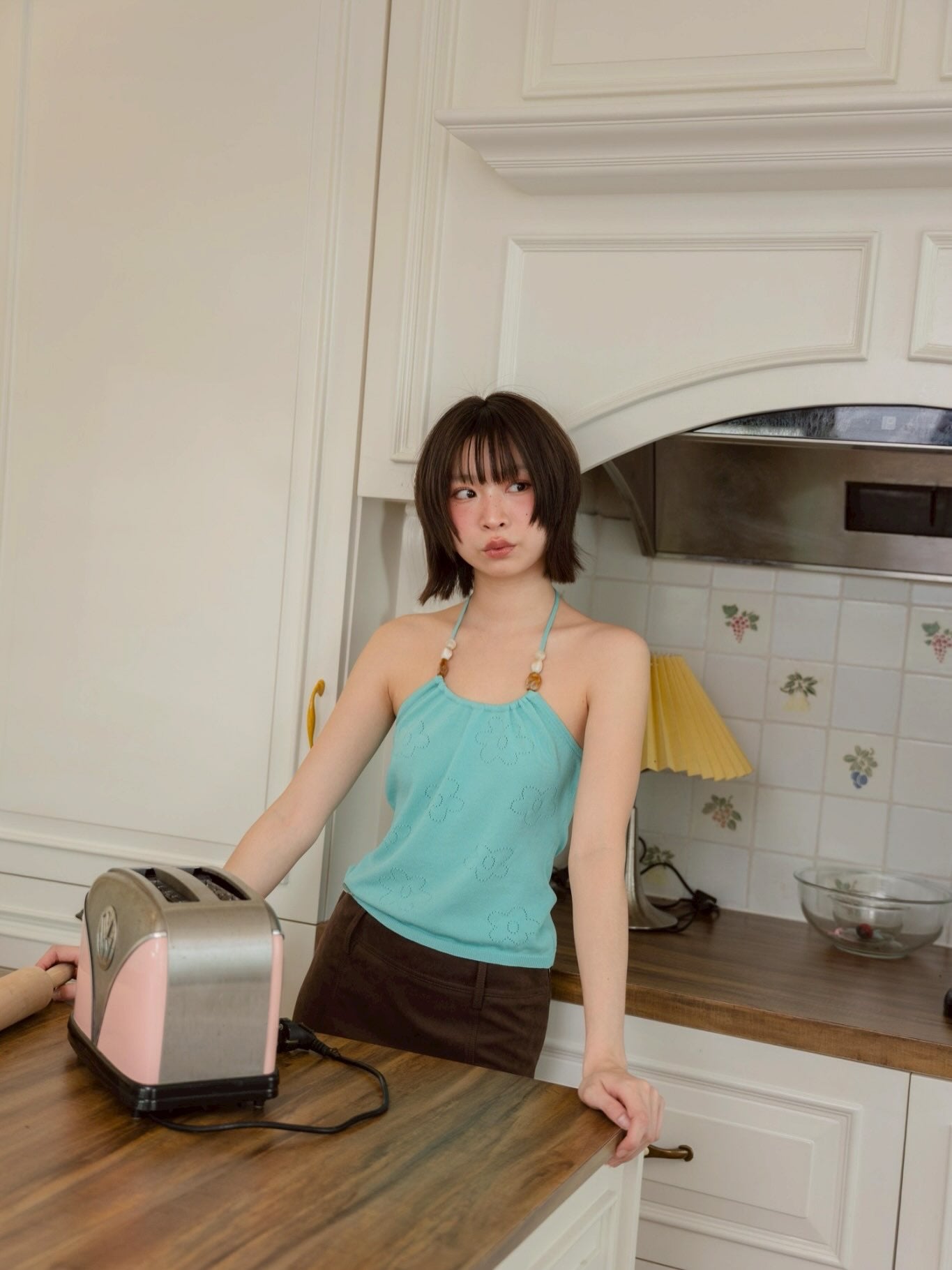 <預訂> 泰國小眾品牌🇹🇭 露背針織花花吊帶背心上衣 | 四色入