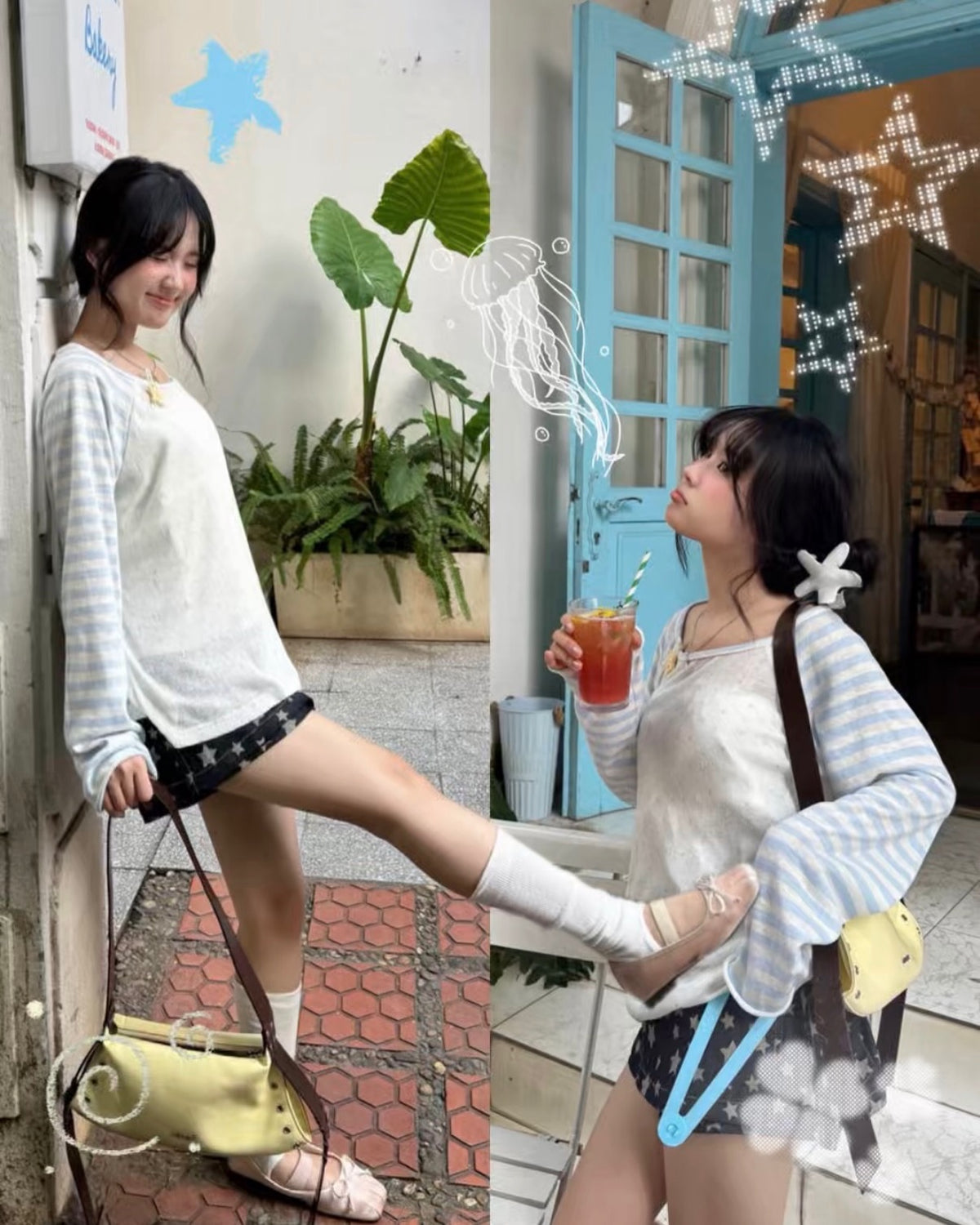 <預訂> 越南小眾品牌🇻🇳 星空露肩長袖薄上衣