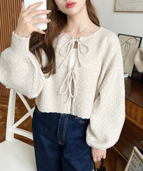 <預訂> JP MM 2-Ways 針織扇形花邊混色針織開胸上衣｜三色入