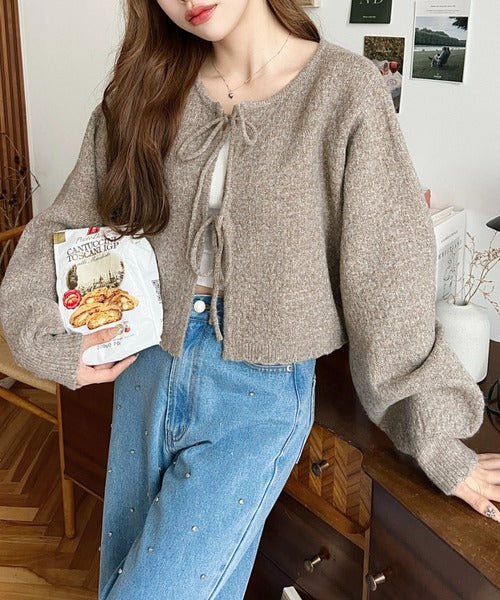 <預訂> JP MM 2-Ways 針織扇形花邊混色針織開胸上衣｜三色入