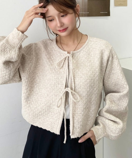 <預訂> JP MM 2-Ways 針織扇形花邊混色針織開胸上衣｜三色入