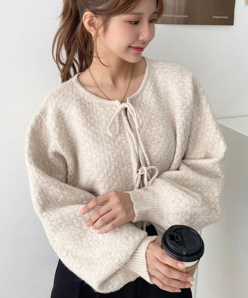 <預訂> JP MM 2-Ways 針織扇形花邊混色針織開胸上衣｜三色入