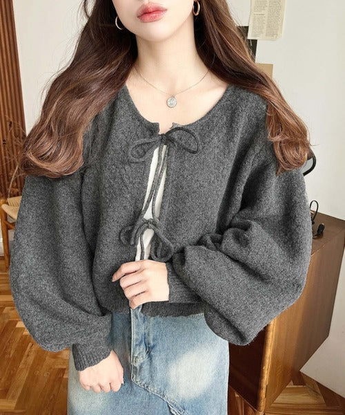 <預訂> JP MM 2-Ways 針織扇形花邊混色針織開胸上衣｜三色入