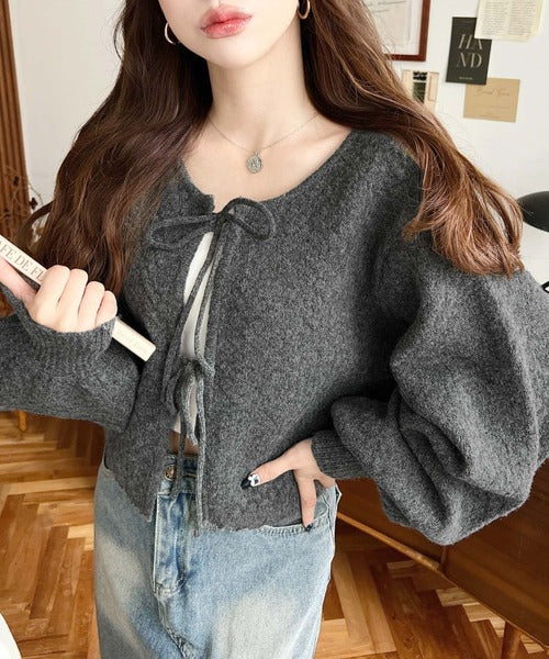 <預訂> JP MM 2-Ways 針織扇形花邊混色針織開胸上衣｜三色入