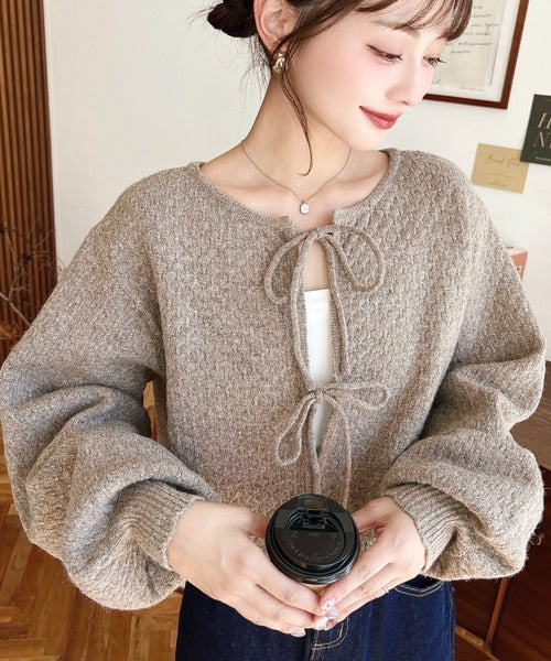 <預訂> JP MM 2-Ways 針織扇形花邊混色針織開胸上衣｜三色入