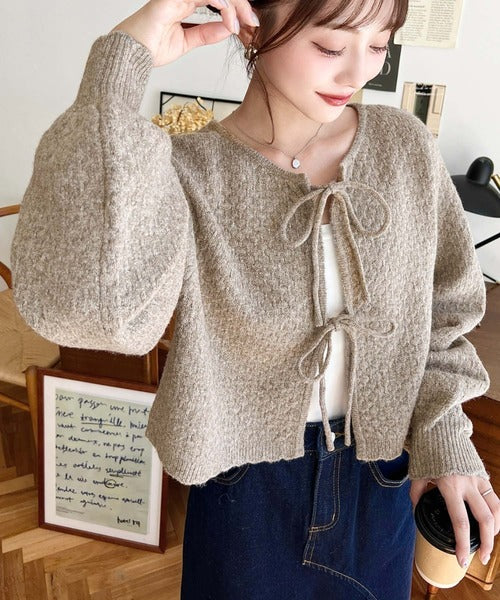 <預訂> JP MM 2-Ways 針織扇形花邊混色針織開胸上衣｜三色入