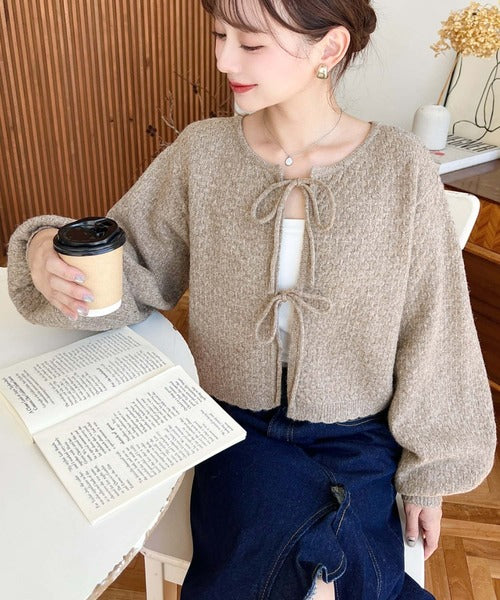 <預訂> JP MM 2-Ways 針織扇形花邊混色針織開胸上衣｜三色入